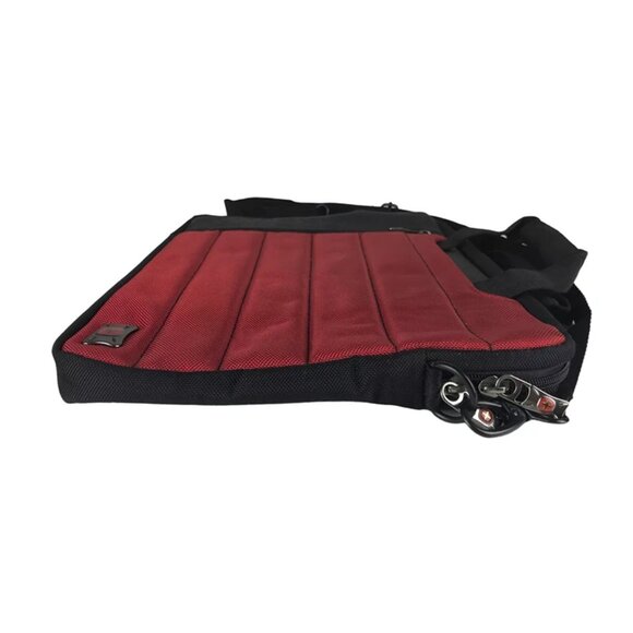 Swiss Gear Unisex Red Black Canvas Outer Pockets Detachable Strap Laptop Bag - Picture 3 of 10
